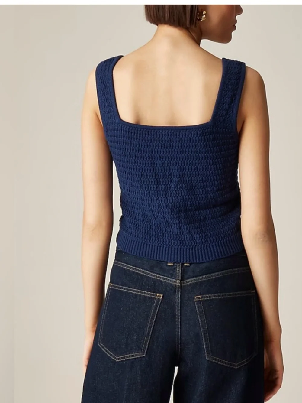 J. Crew Navy sweater tank with hand Embellishe- mirrored